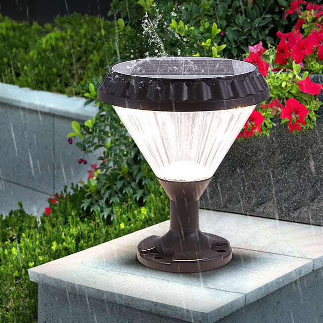 Modern Black Solar Die-Cast Aluminum Glass Outdoor Patio Waterproof Column Head Light | Kalsten