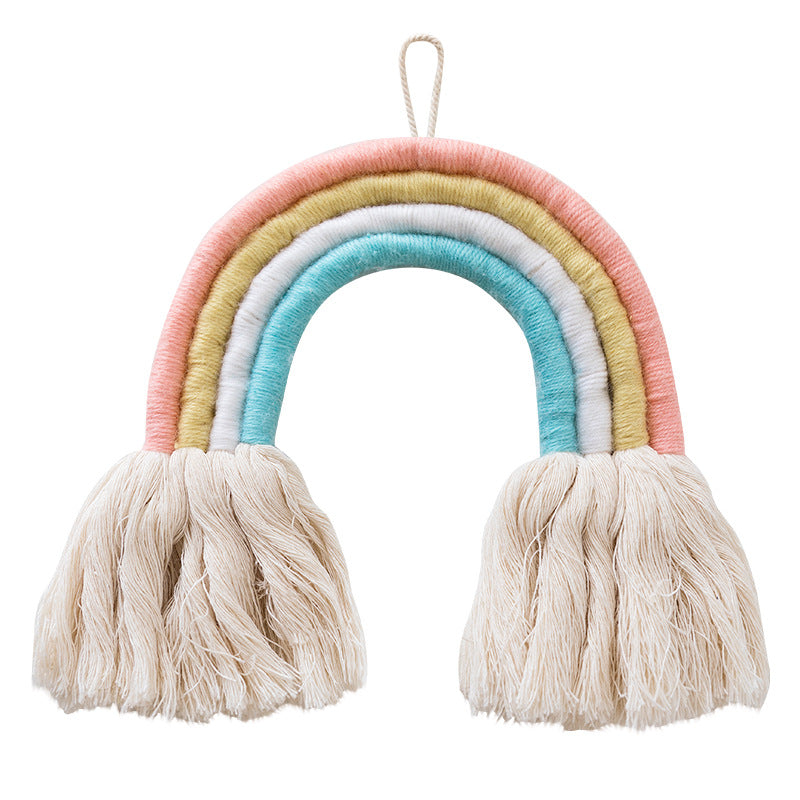 Macrame Rainbow Wall Decoration with Handmade Cotton Fringes