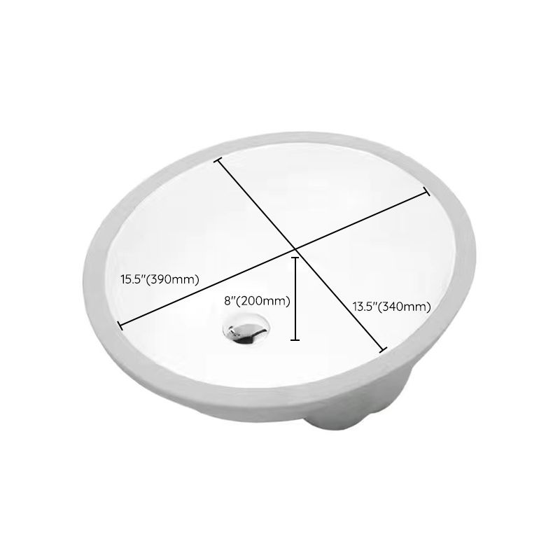 Kalsten | Modern Under-mount Sink Oval Porcelain with Pop-Up Drain Sink