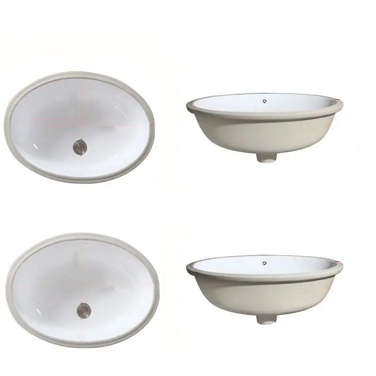 Kalsten | Modern Under-mount Sink Oval Porcelain with Pop-Up Drain Sink