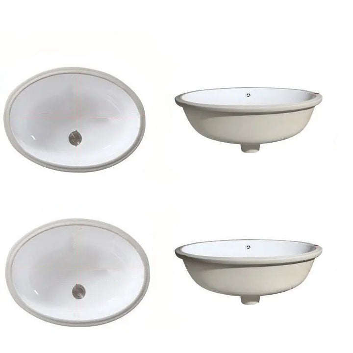 Kalsten | Modern Under-mount Sink Oval Porcelain with Pop-Up Drain Sink