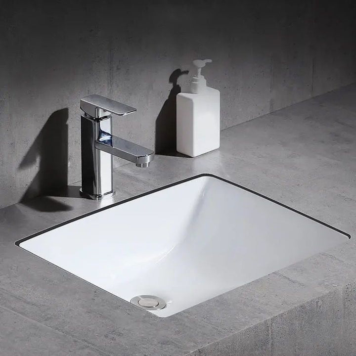 Kalsten | Modern Under-mount Sink Oval Porcelain with Pop-Up Drain Sink