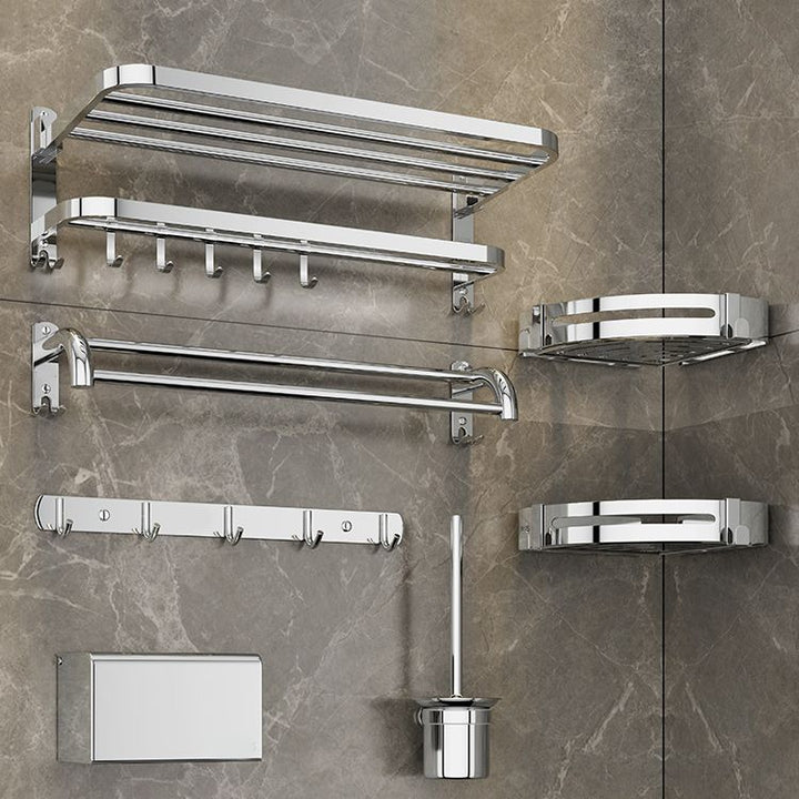 Kalsten | Contemporary bathroom accessory set made of chrome-plated stainless steel with bathrobe hooks/towel rail