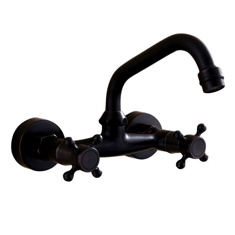 Kalsten | Black Wall-Mounted Bathroom Faucet American Classic Widespread Sink Faucet