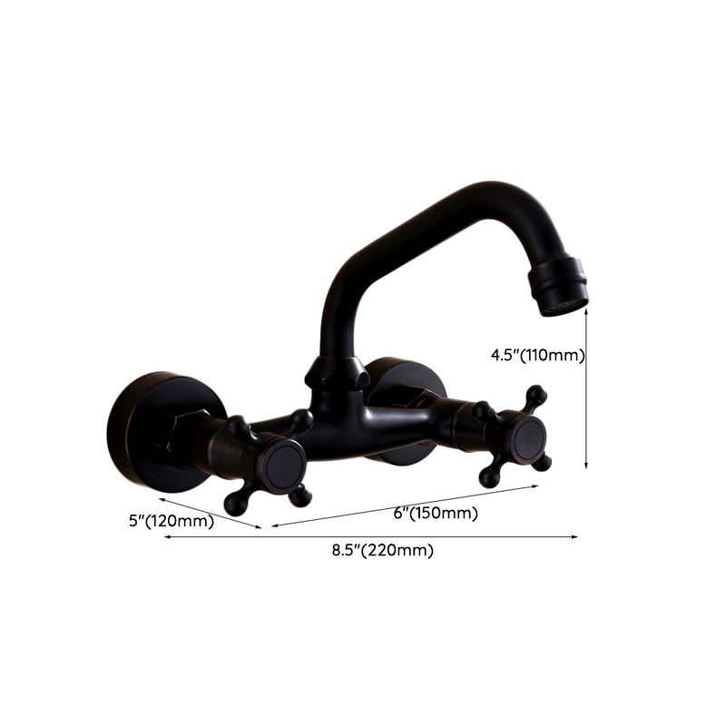 Kalsten | Black Wall-Mounted Bathroom Faucet American Classic Widespread Sink Faucet