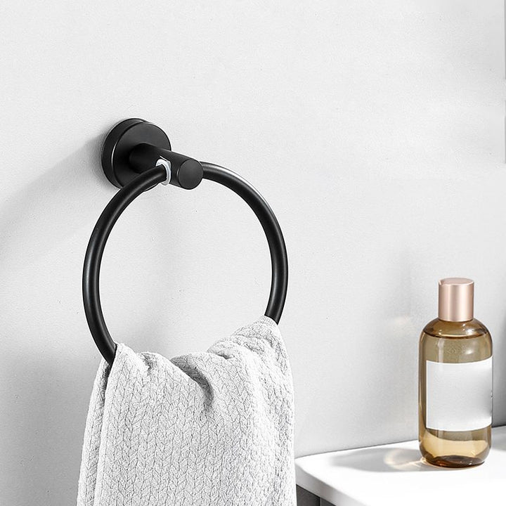 Kalsten | Modern Bathroom Hardware Set in Stainless Steel Brushed Chrome Towel Bar/Ring & Bathrobe Hook