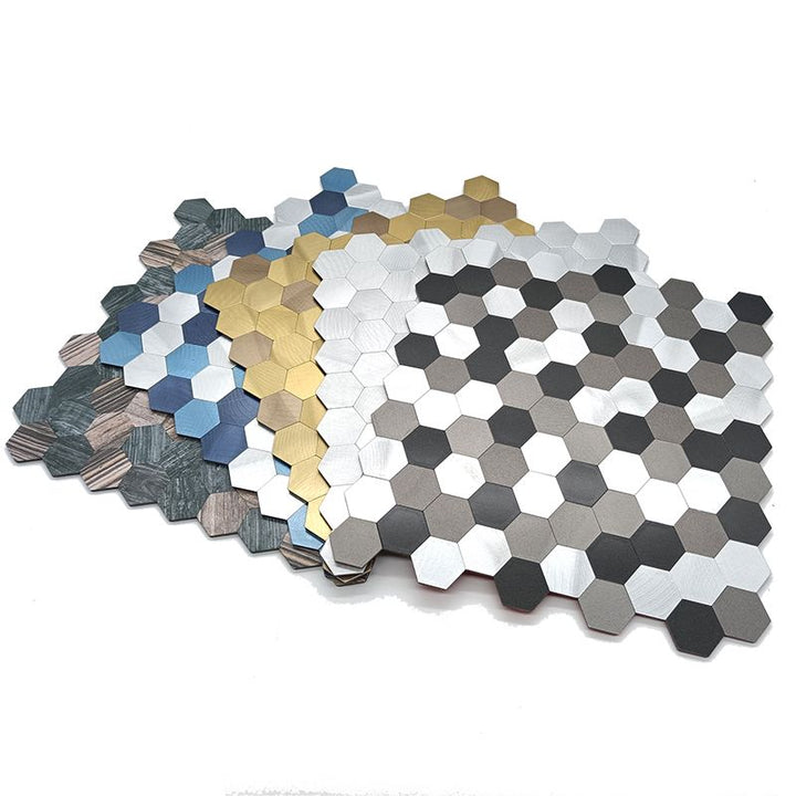 Kalsten | Modern Tile-Peel & Stick Metal Mosaic Tile Hexagon Peel & Stick Subway Tile