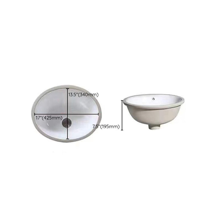 Kalsten | Modern Under-mount Sink Oval Porcelain with Pop-Up Drain Sink
