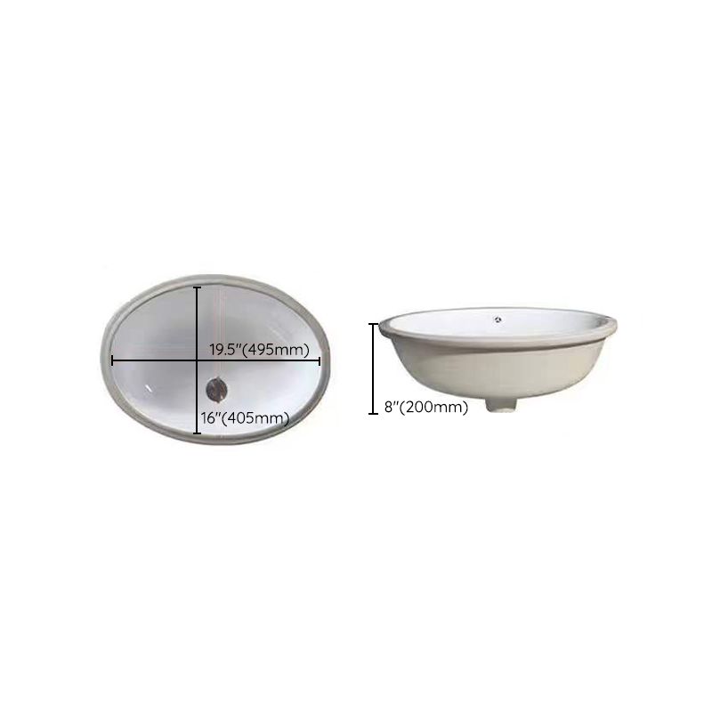 Kalsten | Modern Under-mount Sink Oval Porcelain with Pop-Up Drain Sink