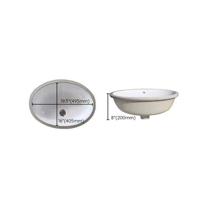 Kalsten | Modern Under-mount Sink Oval Porcelain with Pop-Up Drain Sink