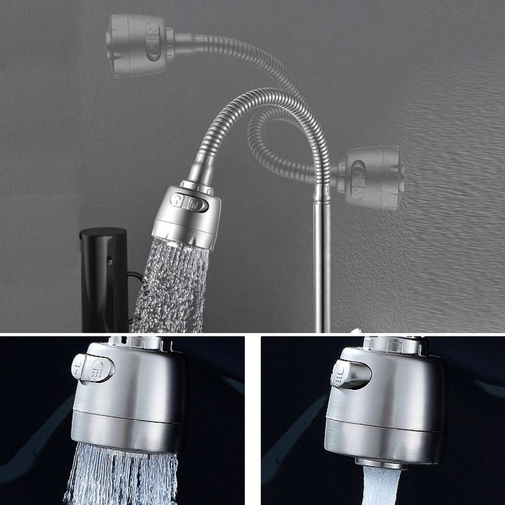 Kalsten | Modern Bridge Water Faucet 304 Stainless Steel Knob Handle Swivel Spout Wall Mounted Faucet
