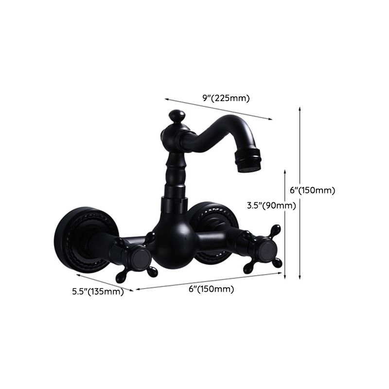 Kalsten | Black Wall-Mounted Bathroom Faucet American Classic Widespread Sink Faucet