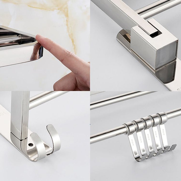 Kalsten | Contemporary bathroom accessory set made of chrome-plated stainless steel with bathrobe hooks/towel rail