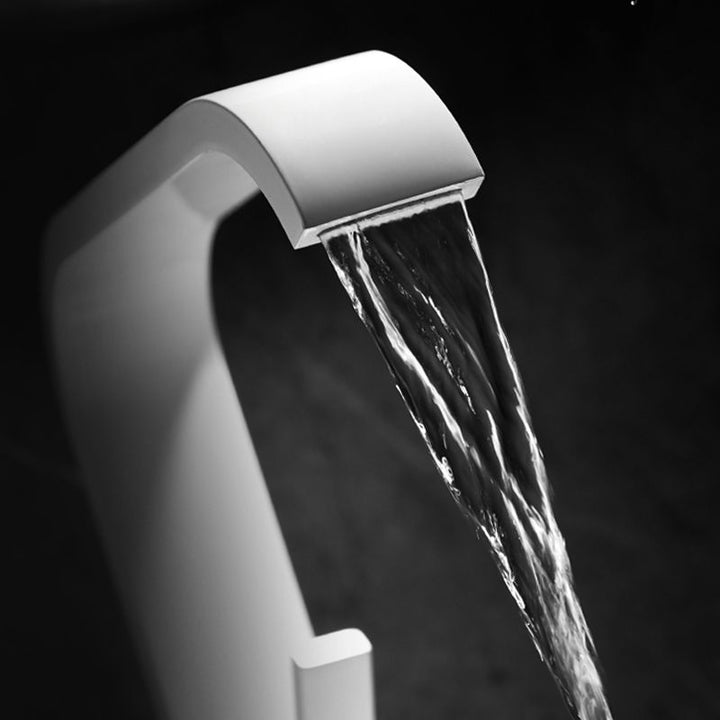 Kalsten | Waterfall Spout Widespread Sink Faucet Modern Metal Widespread Sink Faucet