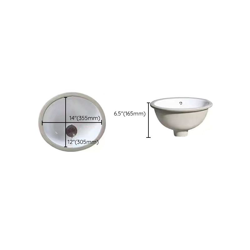 Kalsten | Modern Under-mount Sink Oval Porcelain with Pop-Up Drain Sink