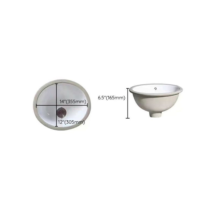 Kalsten | Modern Under-mount Sink Oval Porcelain with Pop-Up Drain Sink
