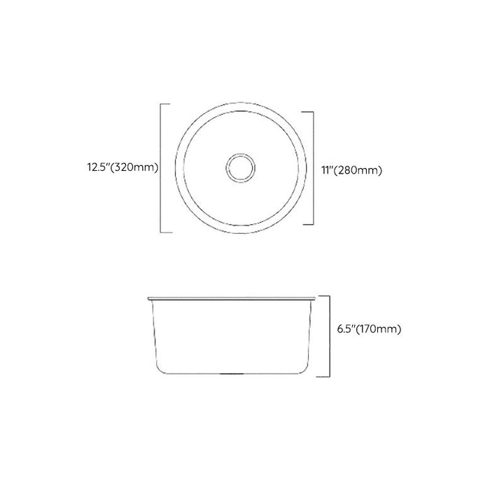 Kalsten | Classic Round Sink Stainless Steel Built-in Sink Non-Slip Round Basin for the Kitchen