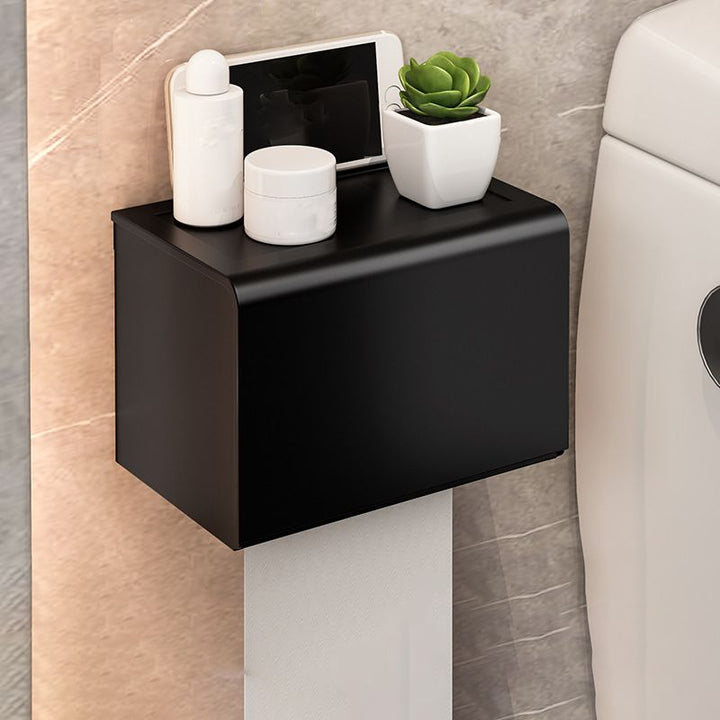 Kalsten | Modern Bathroom Set with Bath Shelf/Towel Holder & Paper Holder Black Bathroom Hardware