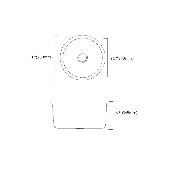 Kalsten | Classic Round Sink Stainless Steel Built-in Sink Non-Slip Round Basin for the Kitchen