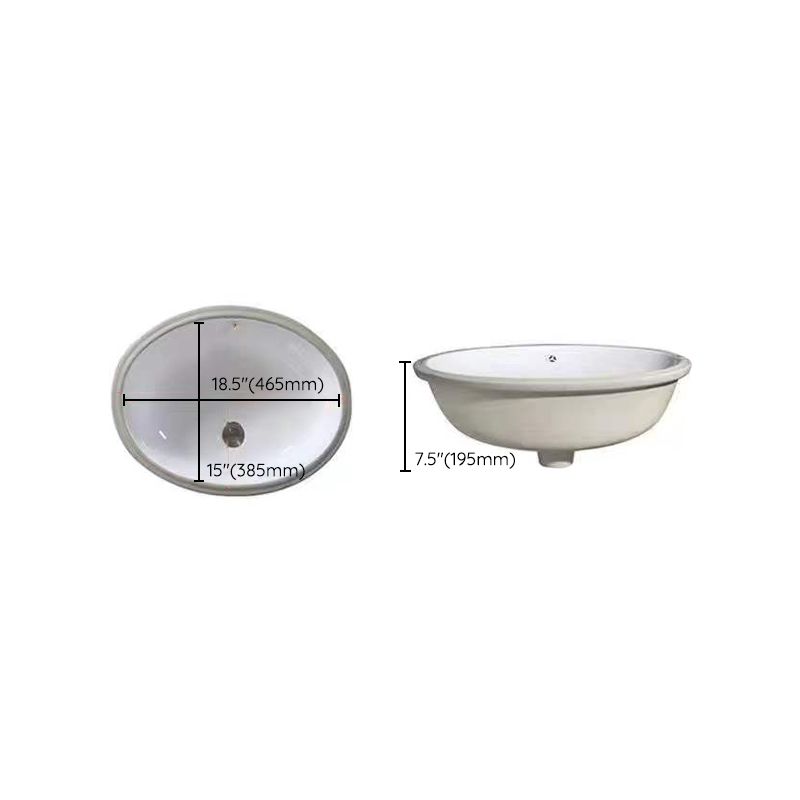 Kalsten | Modern Under-mount Sink Oval Porcelain with Pop-Up Drain Sink