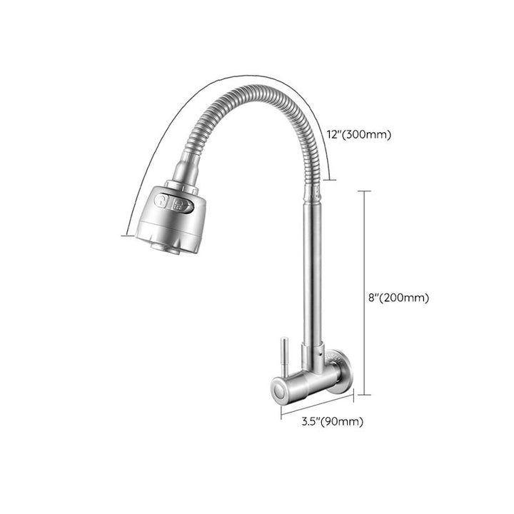Kalsten | Modern Bridge Water Faucet 304 Stainless Steel Knob Handle Swivel Spout Wall Mounted Faucet