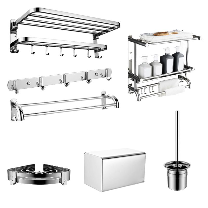 Kalsten | Contemporary bathroom accessory set made of chrome-plated stainless steel with bathrobe hooks/towel rail