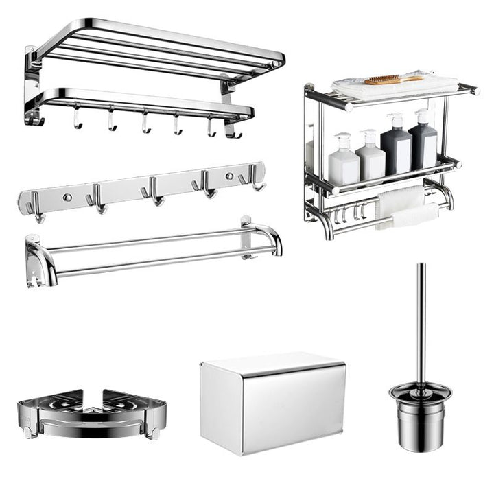 Kalsten | Contemporary bathroom accessory set made of chrome-plated stainless steel with bathrobe hooks/towel rail
