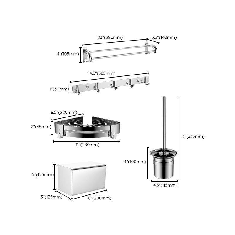 Kalsten | Contemporary bathroom accessory set made of chrome-plated stainless steel with bathrobe hooks/towel rail