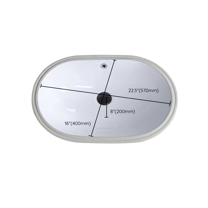 Kalsten | Modern Under-mount Sink Oval Porcelain with Pop-Up Drain Sink