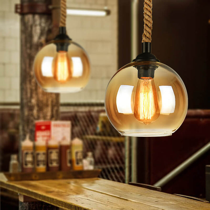 Pendant Light Glass Rope 9.8 in Adjustable Hallway Living Room Bedroom Modern Ceiling Lamp | Kalsten