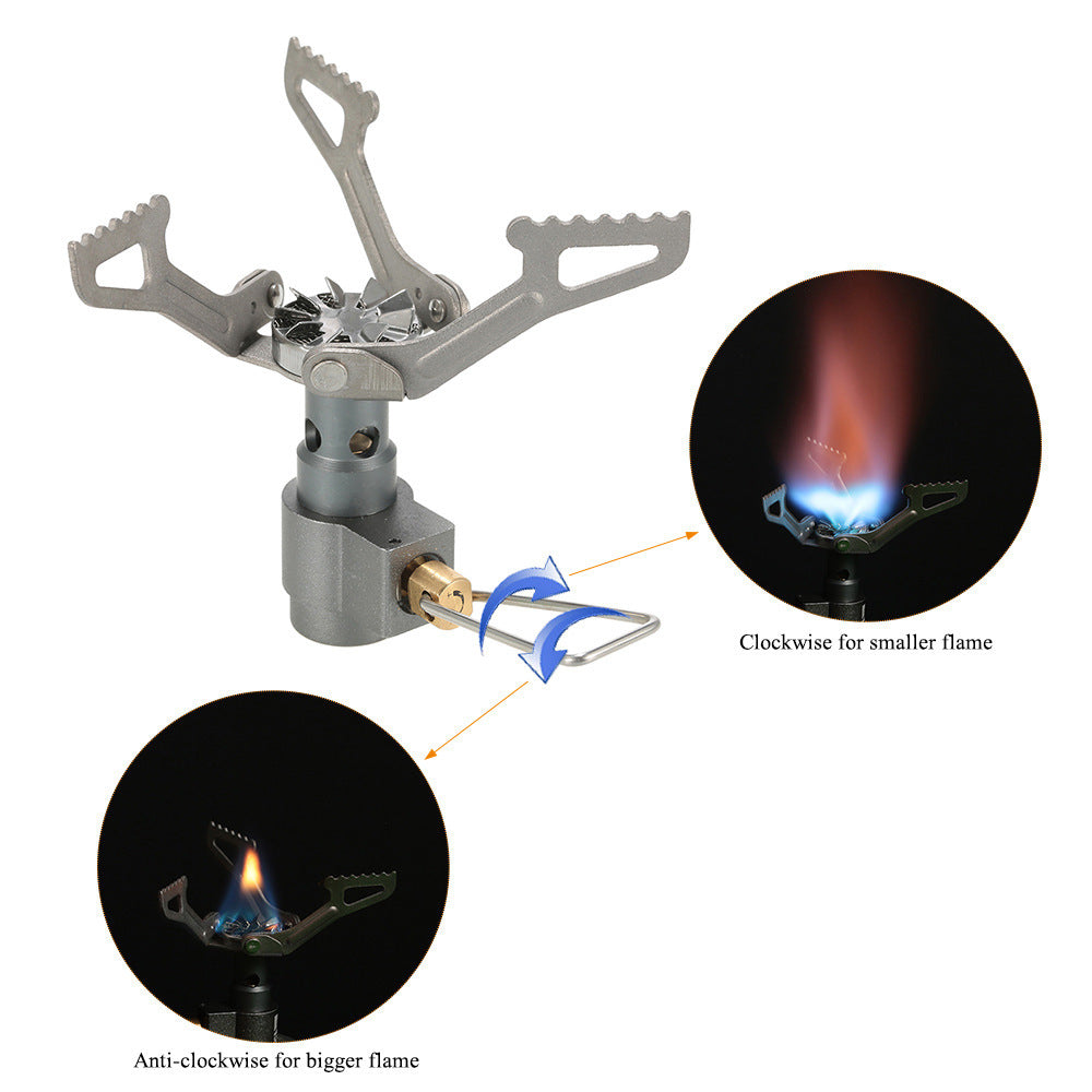 ultra-light titanium backpacking cook set with nesting pots, non-stick finish, foldable handles and compact micro gas burner Kalsten