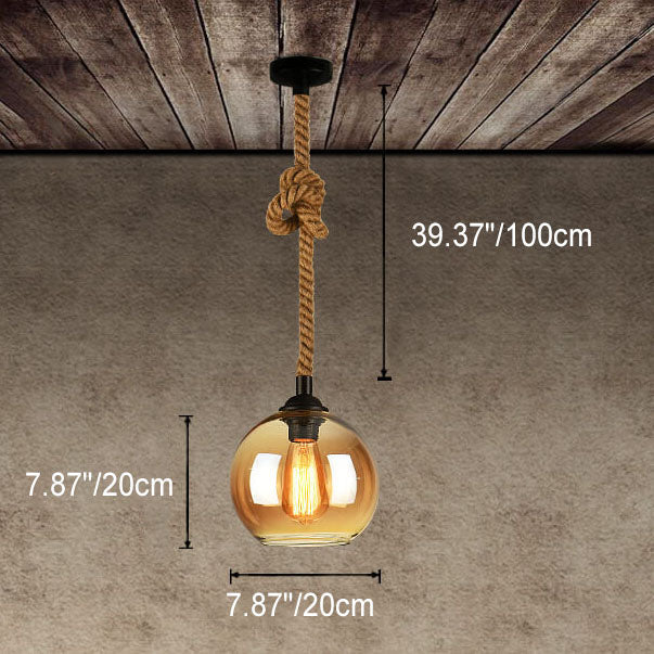 Pendant Light Glass Rope 9.8 in Adjustable Hallway Living Room Bedroom Modern Ceiling Lamp | Kalsten