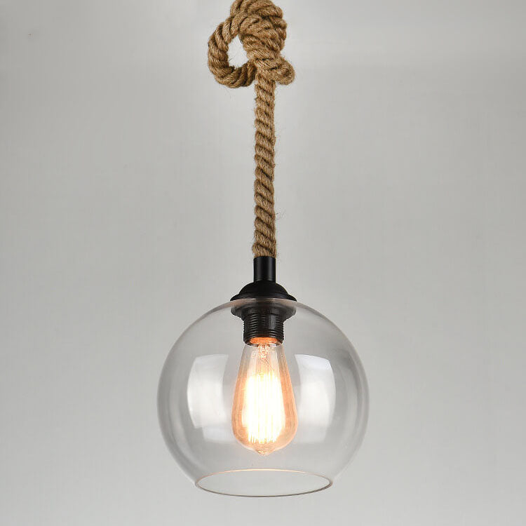 Pendant Light Glass Rope 9.8 in Adjustable Hallway Living Room Bedroom Modern Ceiling Lamp | Kalsten