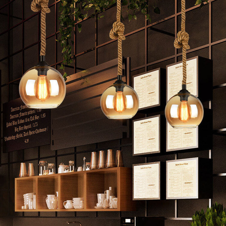 Pendant Light Glass Rope 9.8 in Adjustable Hallway Living Room Bedroom Modern Ceiling Lamp | Kalsten