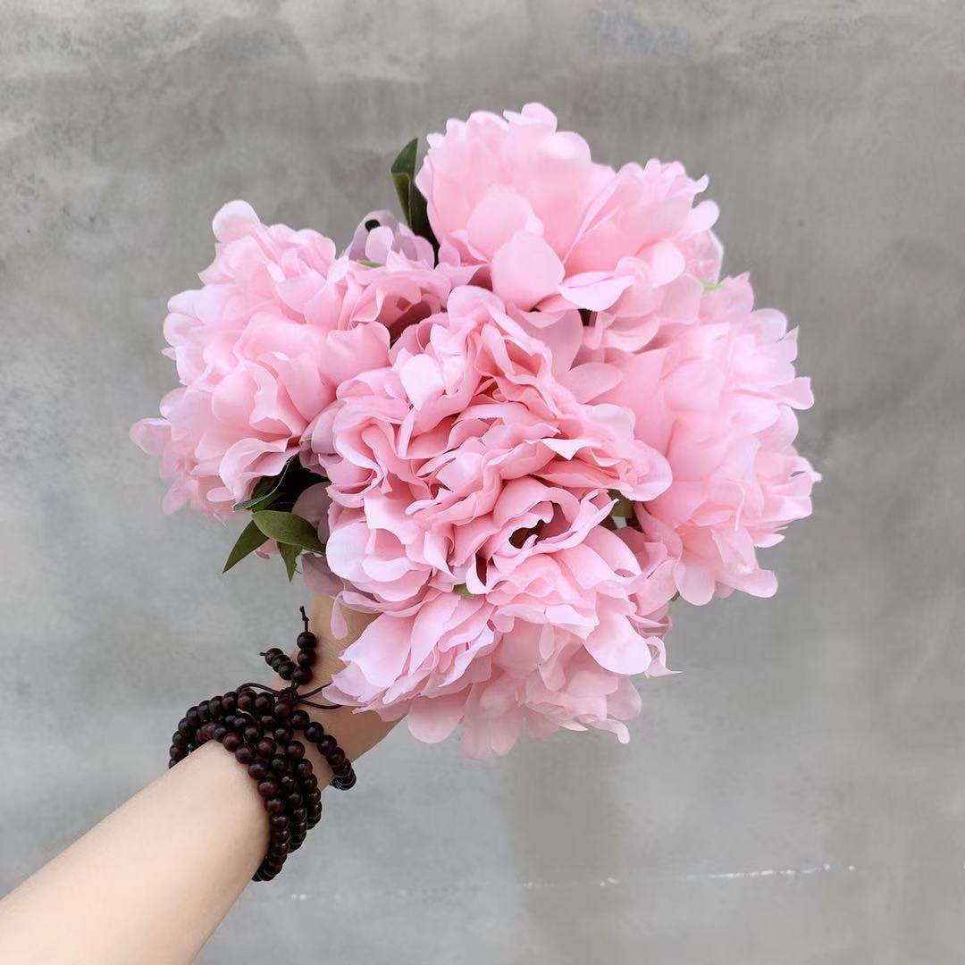 Artificial Floral Bouquet with Lifelike Peonies