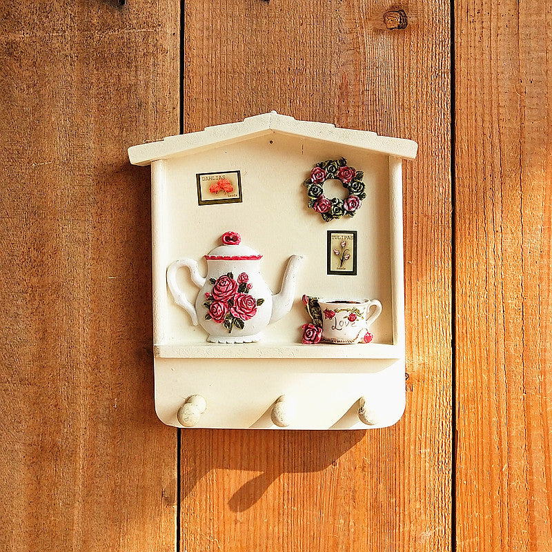 Decorative Wall Hook Rack with Flower Design