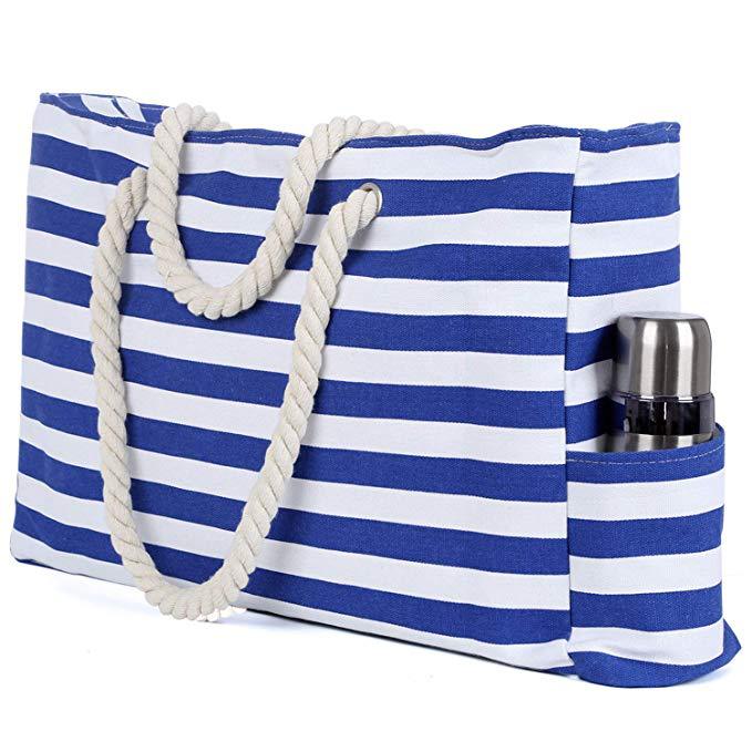 Large beach bag with nautical stripe pattern Kalsten