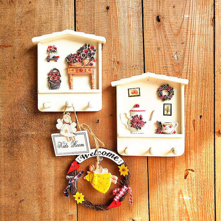 Decorative Wall Hook Rack with Flower Design