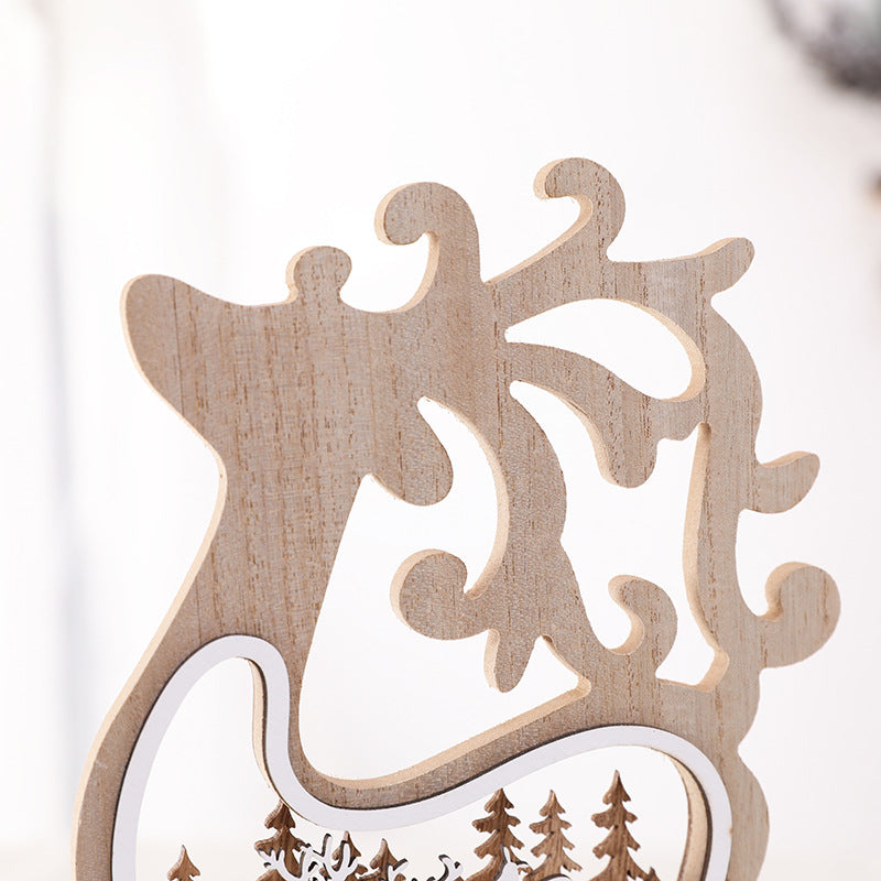 Wooden Reindeer Figurine Decoration