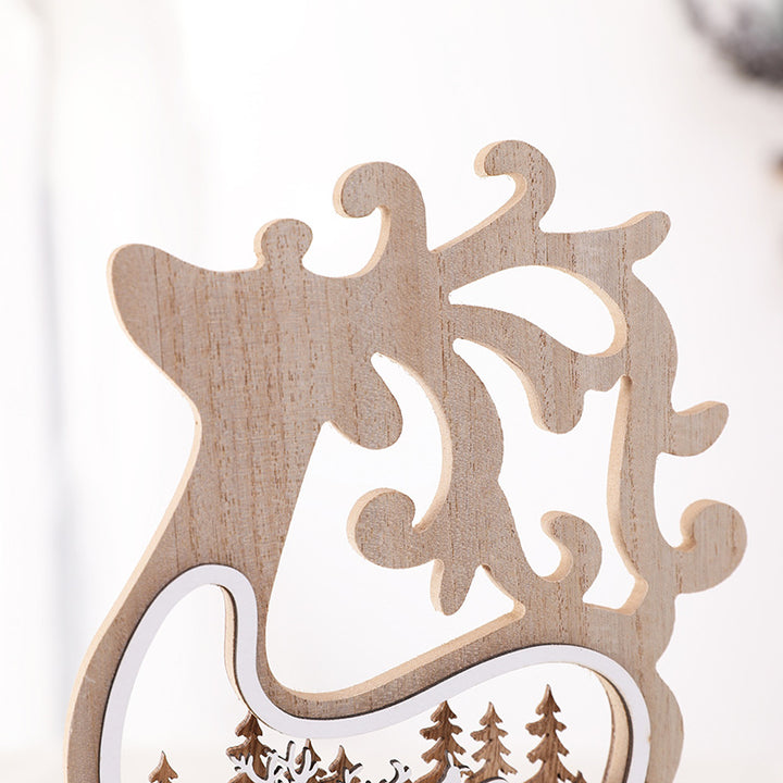 Wooden Reindeer Figurine Decoration