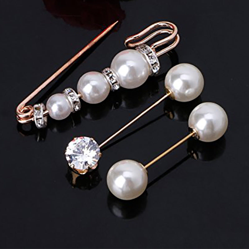 Elegant Pearl and Crystal Brooch Set Kalsten