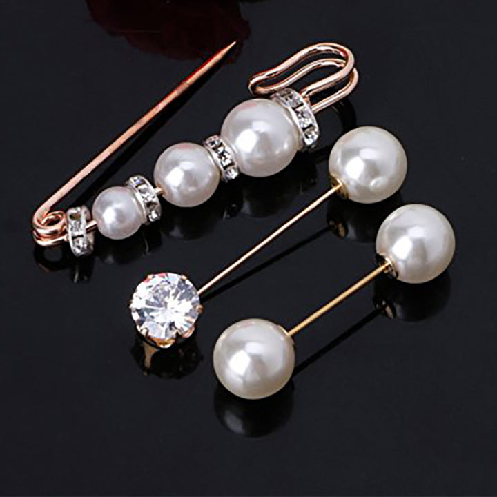 Elegant Pearl and Crystal Brooch Set Kalsten