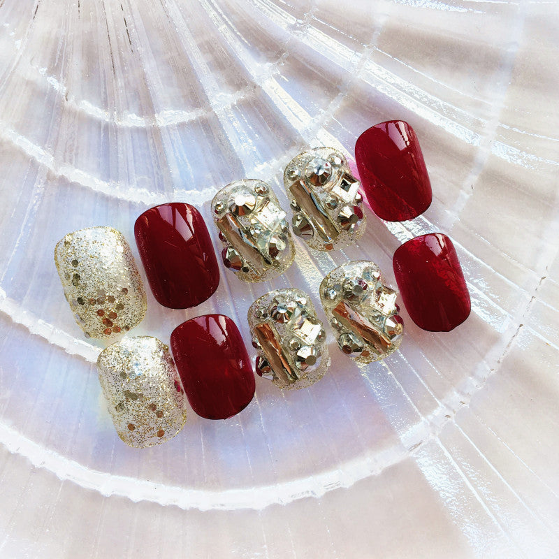 Glamorous Rhinestone and Glitter Press-On Nail Set