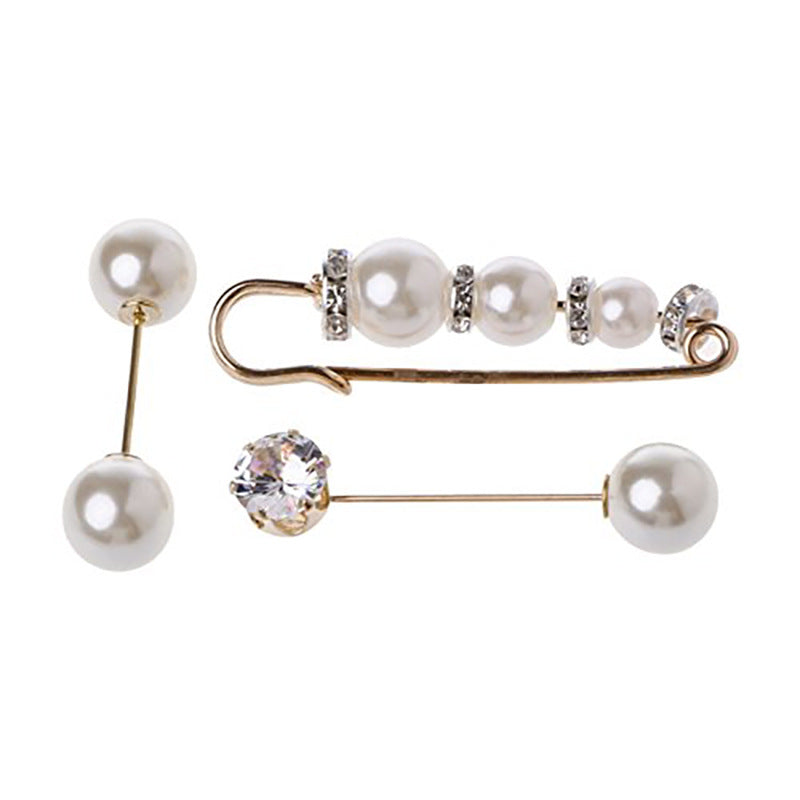 Elegant Pearl and Crystal Brooch Set Kalsten