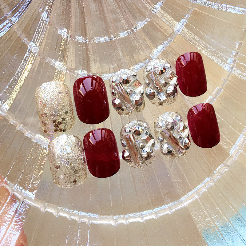 Glamorous Rhinestone and Glitter Press-On Nail Set