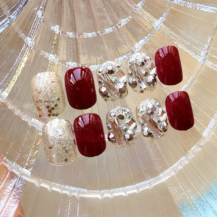 Glamorous Rhinestone and Glitter Press-On Nail Set