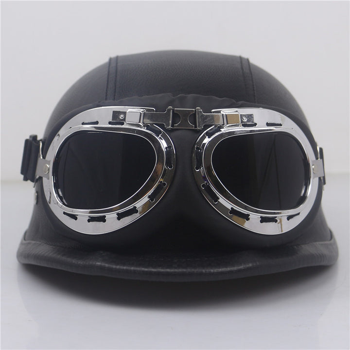 Vintage Leather Motorcycle Helmet Kalsten