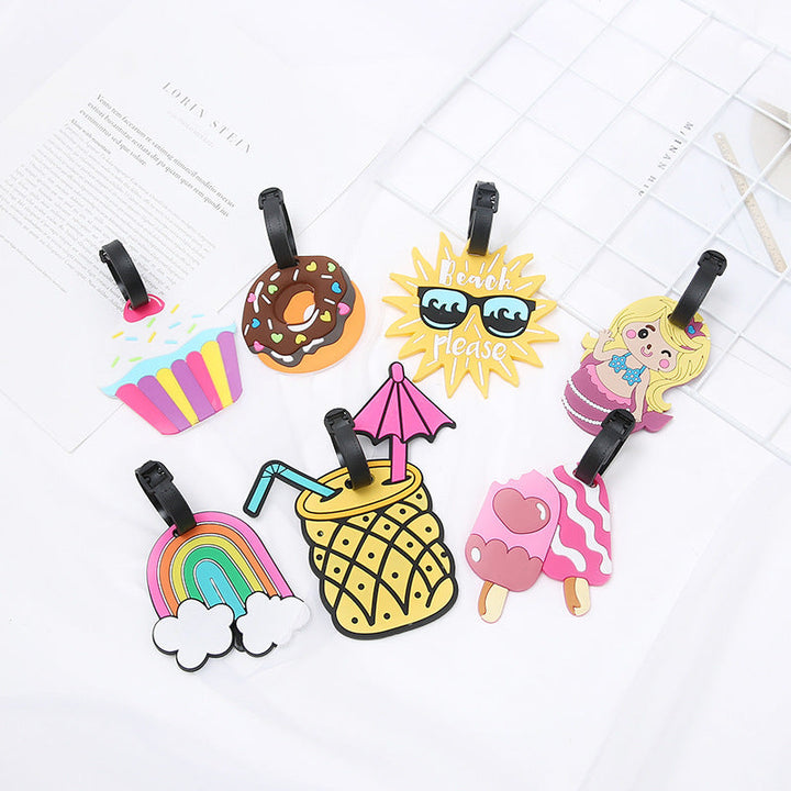 silicone novelty donut luggage tag with adjustable buckle strap and embossed sprinkle design Kalsten
