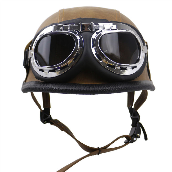 Vintage-Style Motorcycle Helmet with Goggles Kalsten