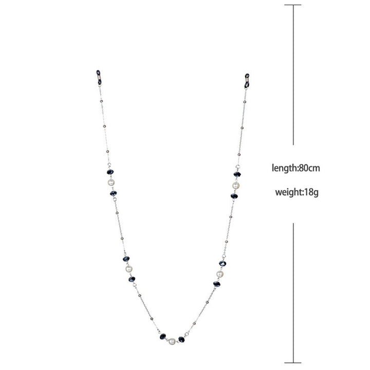 Elegant Pearl and Black Bead Eyewear Chain Kalsten